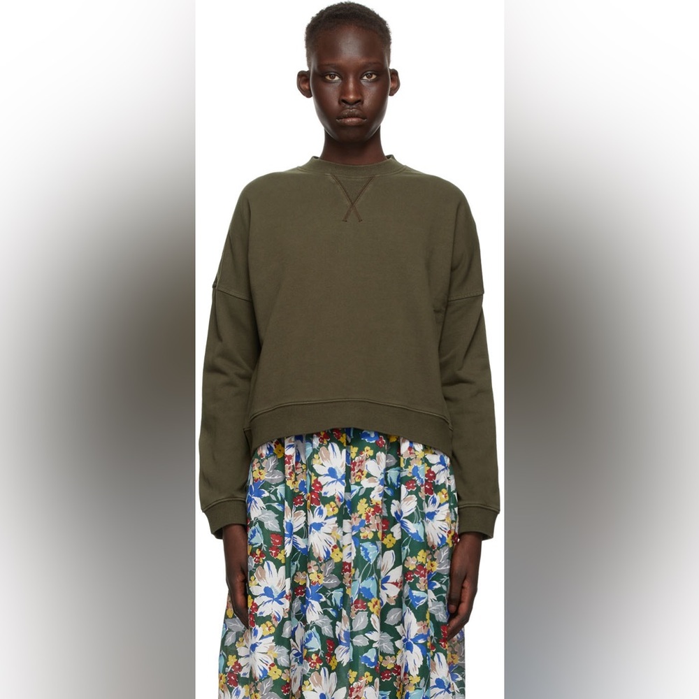 YMC You Must Create Almost grown Sweatshirt in Dark Khaki (Olive) Sz M